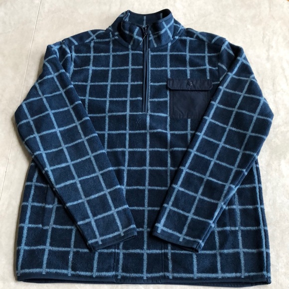 Goodfellow & Co. Men’s Quarter Zip Fleece Pullover Blue Plaid Sweatshirts SZ S-L - Picture 4 of 14